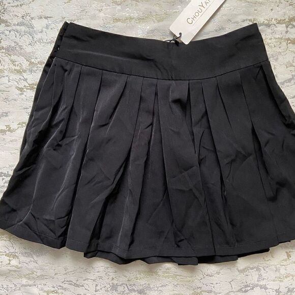 NWT Black Pleated Tennis Mini Skirt 90s Y2K - Picture 10 of 12